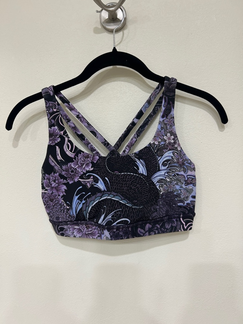 Lululemon Purple Floral Strappy Sports Bra